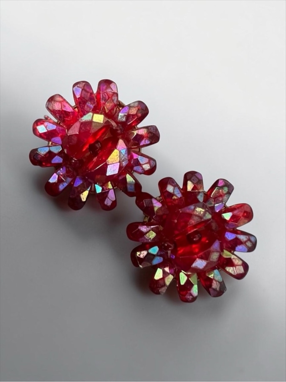 💖 Vintage W. Germany Red Aurora Clip On Earrings 💖